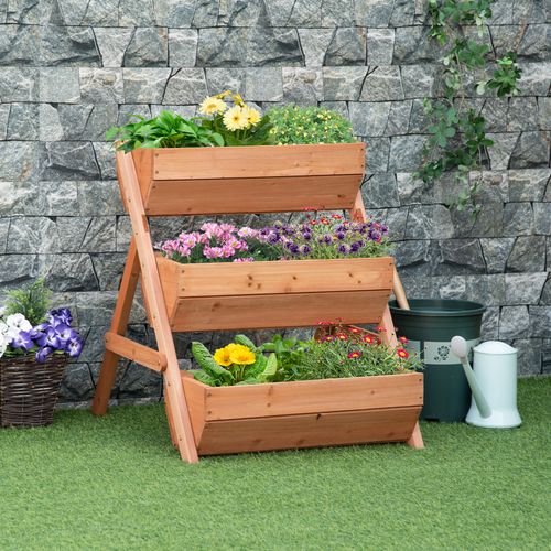 Outsunny 3-Tier Elevated Wooden Garden Bed - Versatile Planter Box Kit