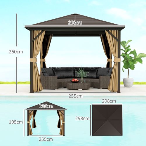 Outsunny 3x3(m) Hardtop Gazebo Outdoor Shelter with Aluminium Frame