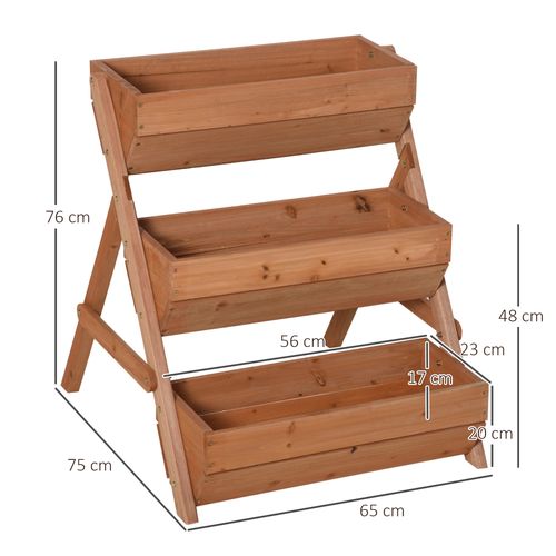 Outsunny 3-Tier Elevated Wooden Garden Bed - Versatile Planter Box Kit