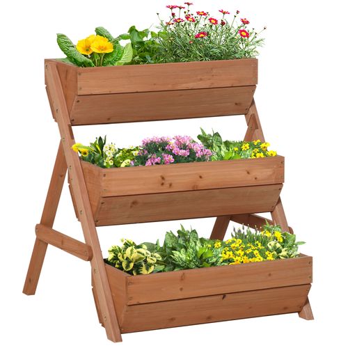 Outsunny 3-Tier Elevated Wooden Garden Bed - Versatile Planter Box Kit