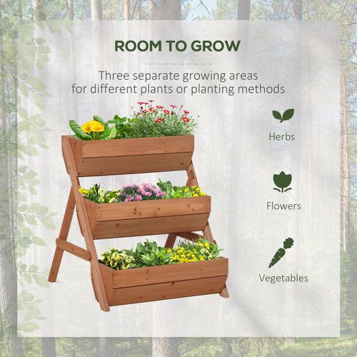 Outsunny 3-Tier Elevated Wooden Garden Bed - Versatile Planter Box Kit