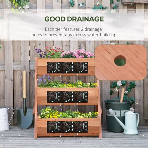 Outsunny 3-Tier Elevated Wooden Garden Bed - Versatile Planter Box Kit