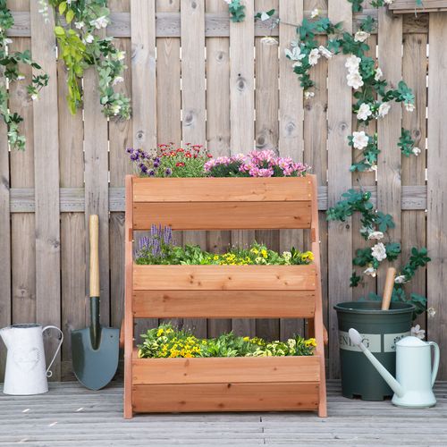 Outsunny 3-Tier Elevated Wooden Garden Bed - Versatile Planter Box Kit