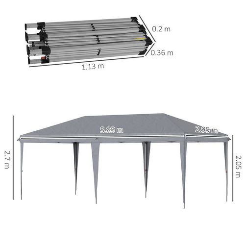 3x6m Pop Up Gazebo Patio Party Heavy Duty Canopy Grey