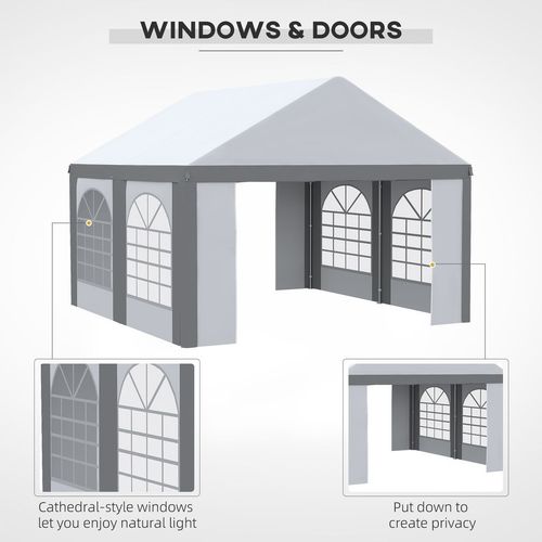 4 x 4m Party Tent, Marquee Gazebo with Sides, Four Windows and Double Doors