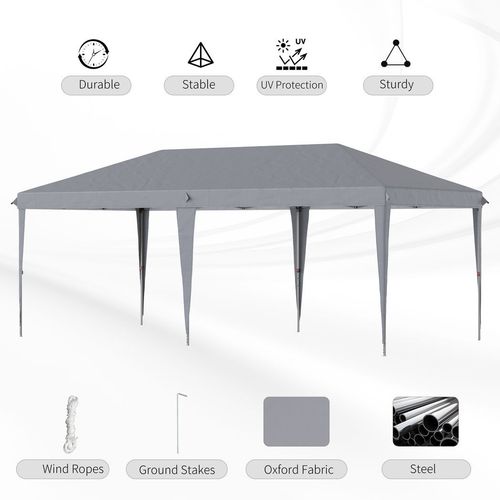 3x6m Pop Up Gazebo Patio Party Heavy Duty Canopy Grey