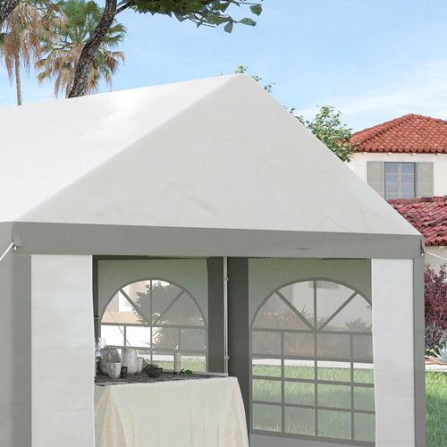 4 x 4m Party Tent, Marquee Gazebo with Sides, Four Windows and Double Doors