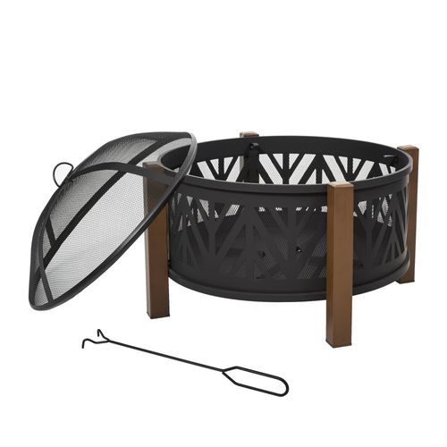 2-in-1 Outdoor Fire Pit BBQ Grill & Heat All-in-One with Safety Screen