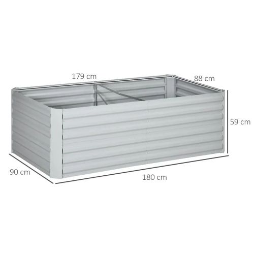 Galvanised Steel Raised Garden Bed – 180x90cm Outdoor Planter with Open Base