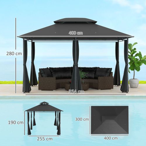 Durable Outdoor Gazebo - Spacious Design with Weather Protection - 3x4m