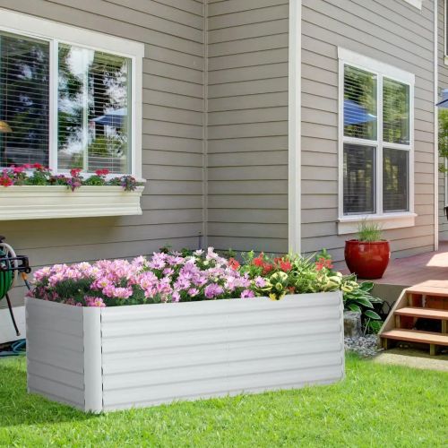 Galvanised Steel Raised Garden Bed – 180x90cm Outdoor Planter with Open Base