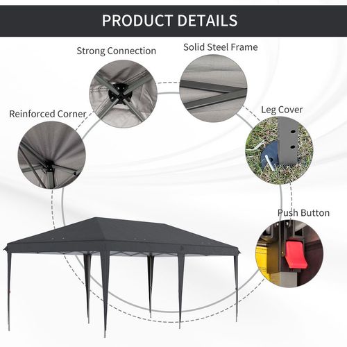Pop Up Gazebo 3 x 6m Patio Party Heavy Duty Canopy Black