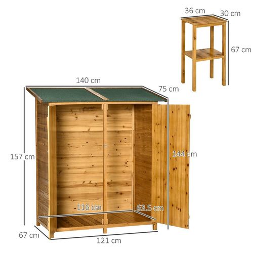 Compact Garden Storage Shed with Movable Table -Secure & Weather-Resistant 140x75x157cm
