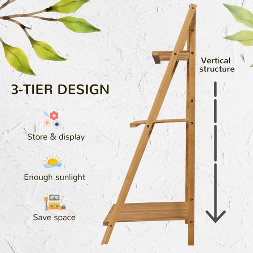 3-Tier Bamboo Folding Plant Stand - Perfect for Indoor & Outdoor Displays