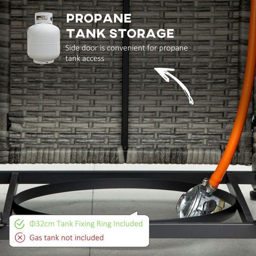 Outsunny Gas Fire Pit Table with Rain Cover, Mesh Lid & Lava Stone, 40,000 BTU