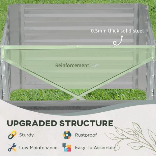 Galvanised Steel Raised Garden Bed – 180x90cm Outdoor Planter with Open Base