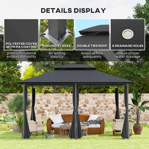 Durable Outdoor Gazebo - Spacious Design with Weather Protection - 3x4m