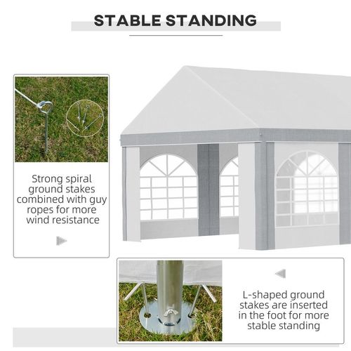 8 x 4m Party Tent, Marquee Gazebo with Sides, Eight Windows and Double Doors