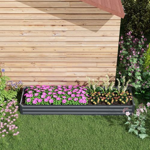 Outsunny Galvanised Raised Bed for Garden, Outdoor Elevated Planter Box, Grey