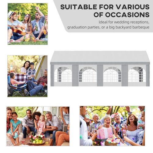 8 x 4m Party Tent, Marquee Gazebo with Sides, Eight Windows and Double Doors