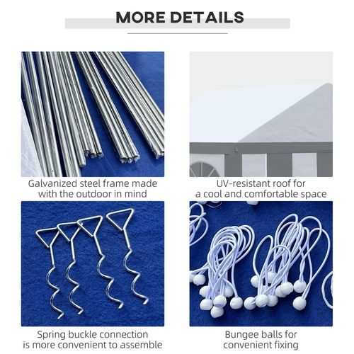 4 x 4m Party Tent, Marquee Gazebo with Sides, Four Windows and Double Doors