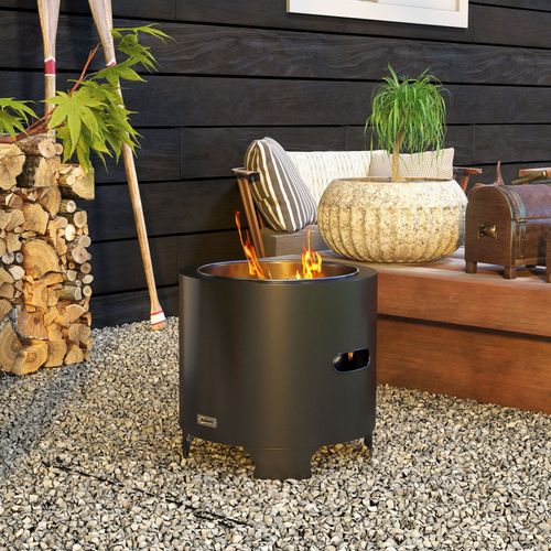 Smokeless Outdoor Fire Pit with Secondary Combustion System for Clean Burning