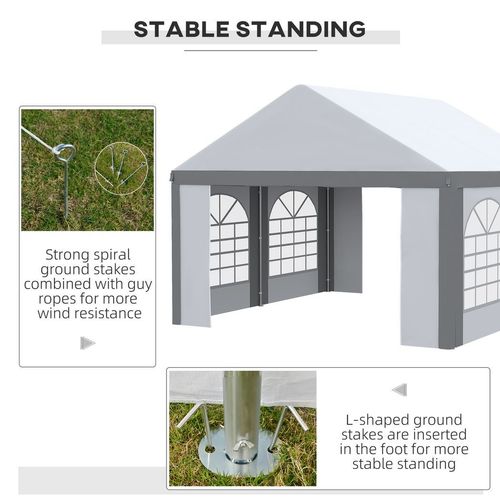 4 x 4m Party Tent, Marquee Gazebo with Sides, Four Windows and Double Doors