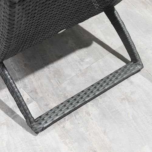 Ultimate Grey Rattan Wicker Folding Sun Lounger with Comfortable Cushion