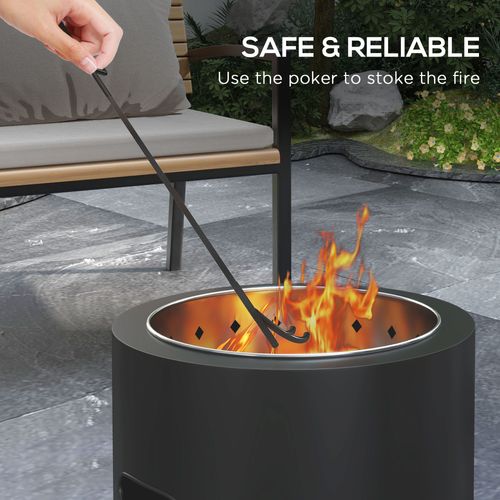 Smokeless Outdoor Fire Pit with Secondary Combustion System for Clean Burning