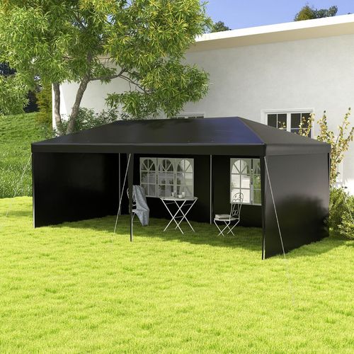 6m x 3m Outdoor Gazebo Marquee Canopy Tent Black