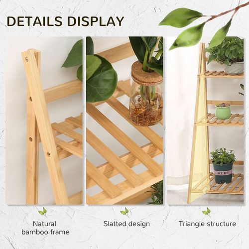 3-Tier Bamboo Folding Plant Stand - Perfect for Indoor & Outdoor Displays