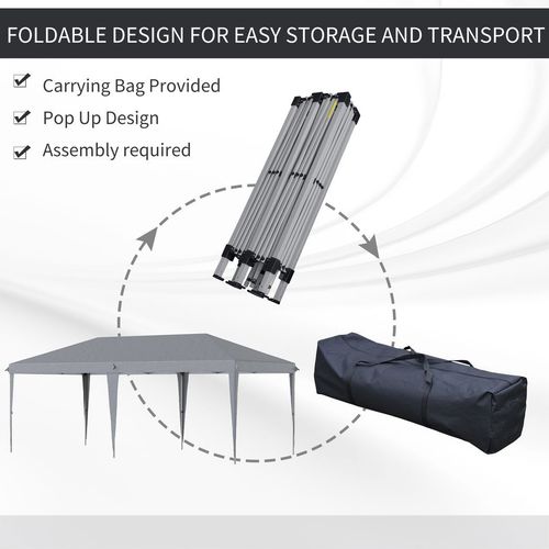 3x6m Pop Up Gazebo Patio Party Heavy Duty Canopy Grey