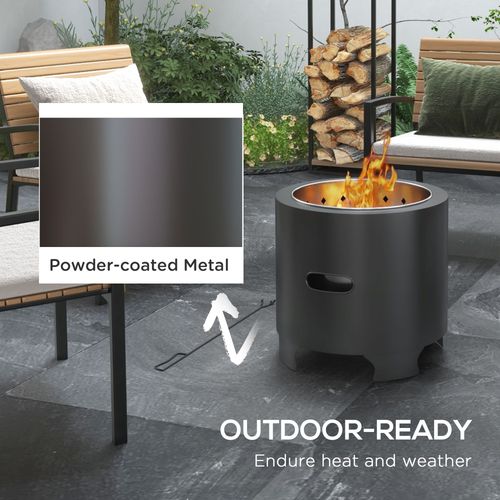 Smokeless Outdoor Fire Pit with Secondary Combustion System for Clean Burning