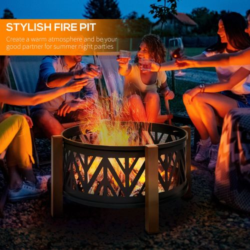 2-in-1 Outdoor Fire Pit BBQ Grill & Heat All-in-One with Safety Screen