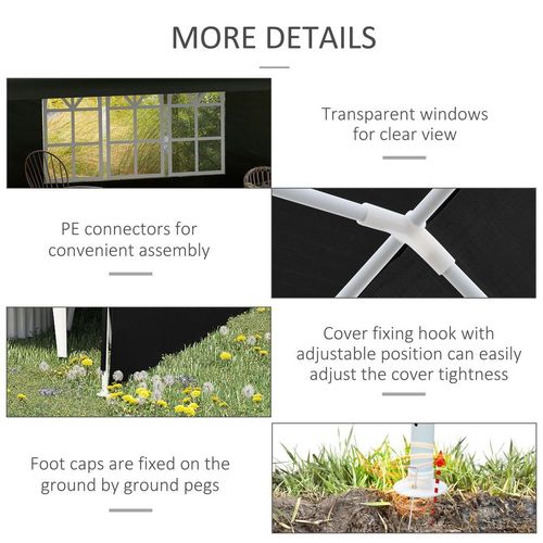 6m x 3m Outdoor Gazebo Marquee Canopy Tent Black