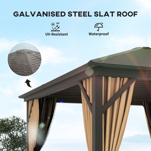 Outsunny 3x3(m) Hardtop Gazebo Outdoor Shelter with Aluminium Frame