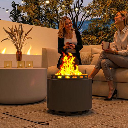 Outsunny Smokeless Sphere Fire Pit - Stylish Metal Warmth, 48.5cm, Dark Grey