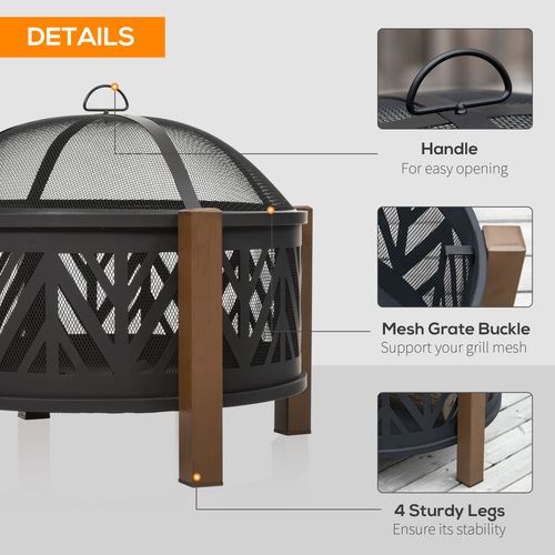 2-in-1 Outdoor Fire Pit BBQ Grill & Heat All-in-One with Safety Screen