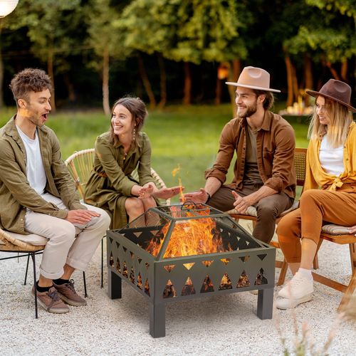 Stylish Outdoor Fire Pit with Mesh Screen