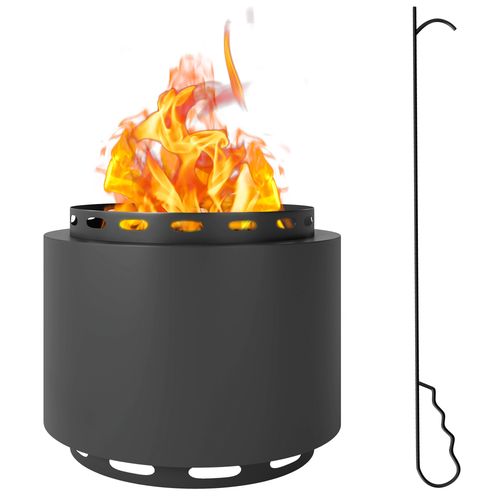 Outsunny Smokeless Sphere Fire Pit - Stylish Metal Warmth, 48.5cm, Dark Grey